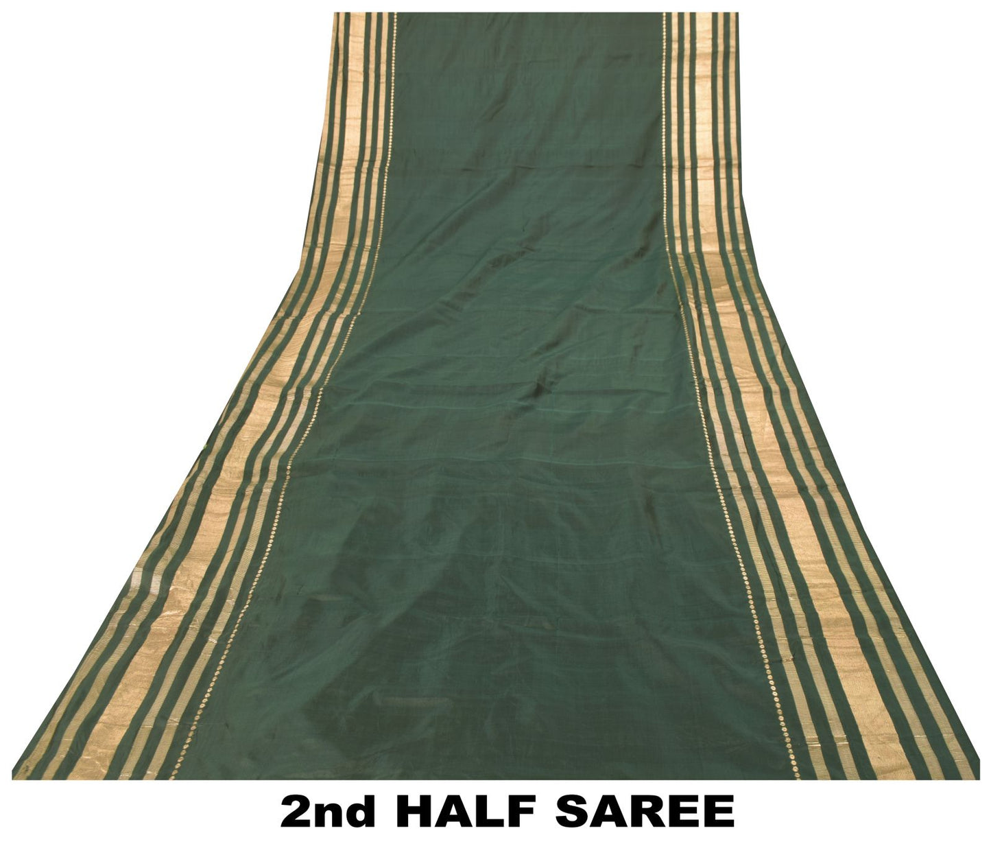 Sanskriti Vintage Green Soft Pure Silk Saree Brocade Zari Hand Woven Sari 5+YD