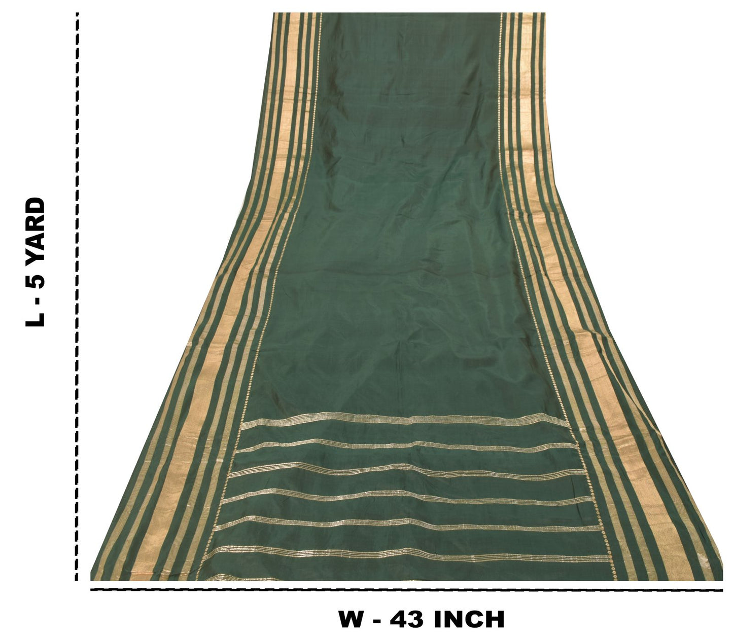 Sanskriti Vintage Green Soft Pure Silk Saree Brocade Zari Hand Woven Sari 5+YD