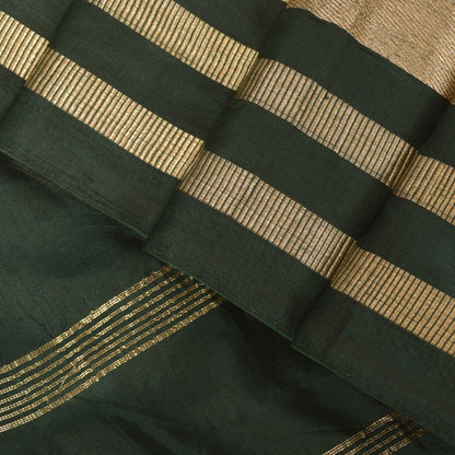 Sanskriti Vintage Green Soft Pure Silk Saree Brocade Zari Hand Woven Sari 5+YD