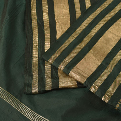 Sanskriti Vintage Green Soft Pure Silk Saree Brocade Zari Hand Woven Sari 5+YD