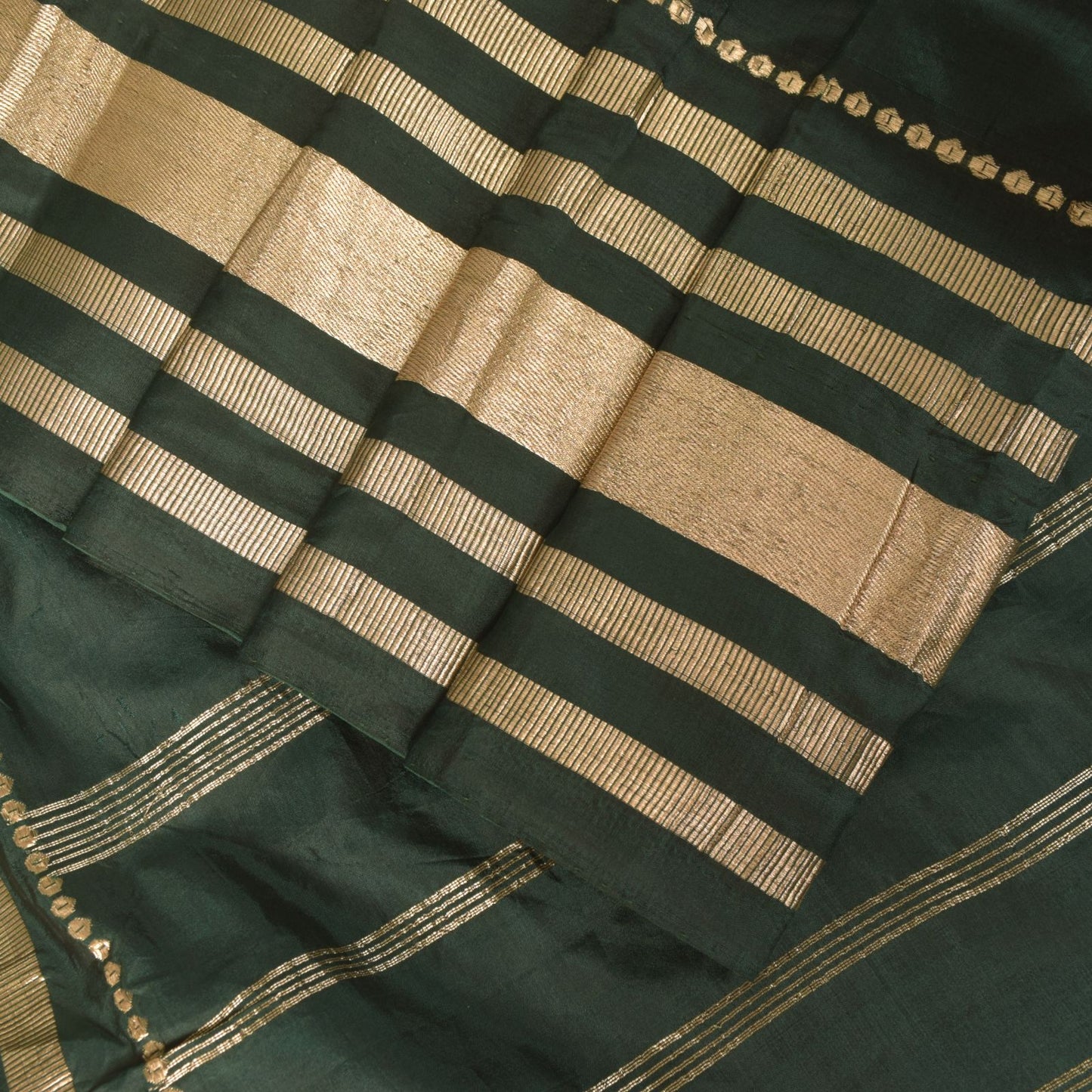 Sanskriti Vintage Green Soft Pure Silk Saree Brocade Zari Hand Woven Sari 5+YD
