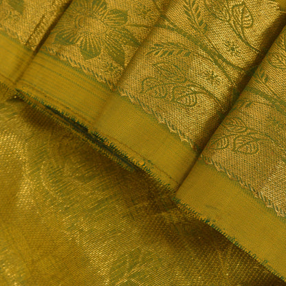 Sanskriti Vintage Soft Green Pure Katan Silk Saree Hand Woven Banarasi Sari 5.5Y