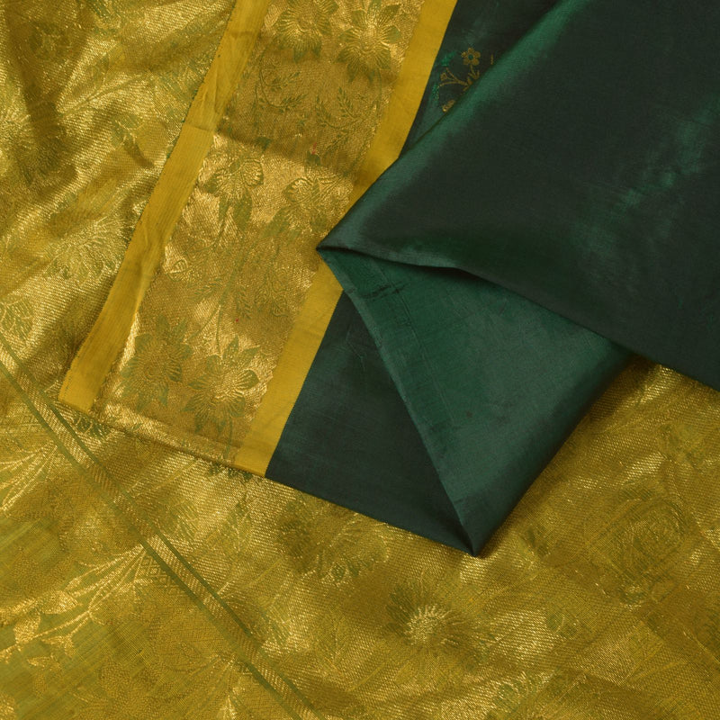 Sanskriti Vintage Soft Green Pure Katan Silk Saree Hand Woven Banarasi Sari 5.5Y