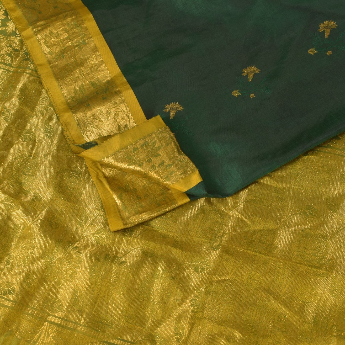 Sanskriti Vintage Soft Green Pure Katan Silk Saree Hand Woven Banarasi Sari 5.5Y