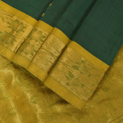 Sanskriti Vintage Soft Green Pure Katan Silk Saree Hand Woven Banarasi Sari 5.5Y