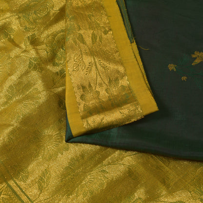 Sanskriti Vintage Soft Green Pure Katan Silk Saree Hand Woven Banarasi Sari 5.5Y
