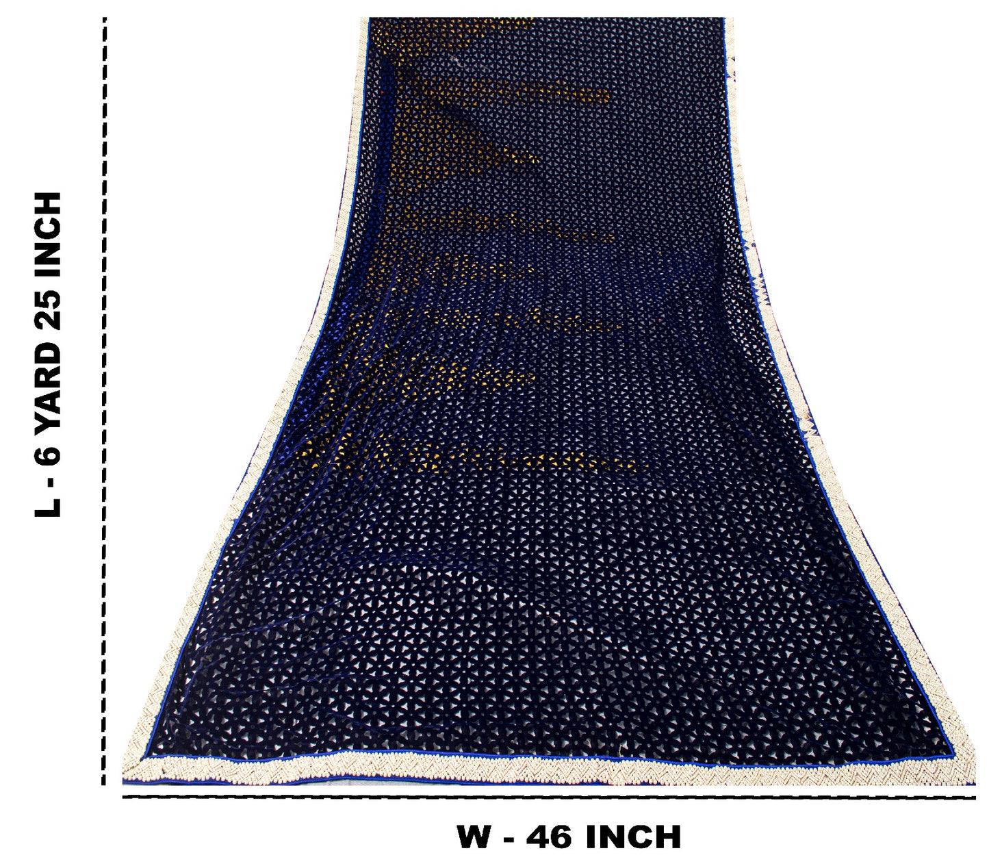 Sanskriti Vintage Soft Blue Net Velvet Saree Cut Work & Embroidered LaceSari 6.5