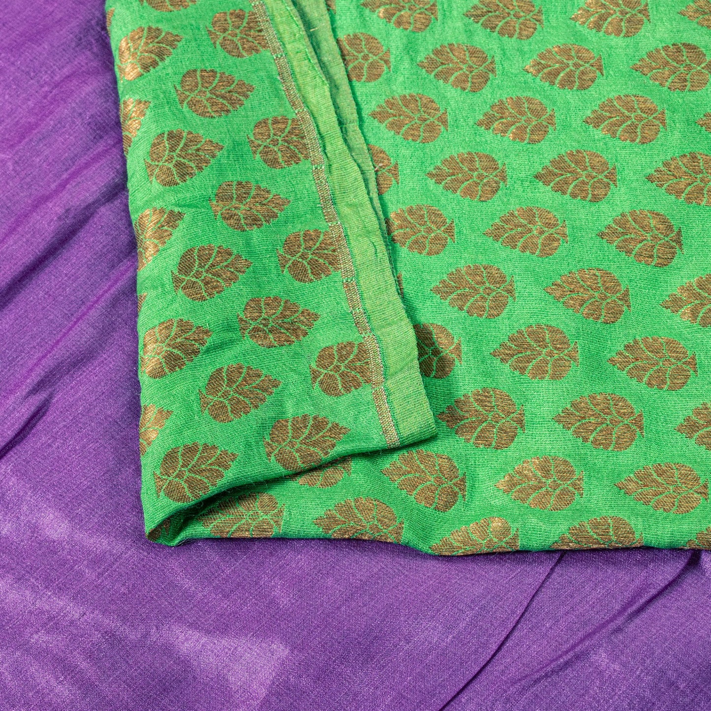 Sanskriti Vintage Purple-Green Pure Silk Saree Hand Embroidery & Zari Woven 6 YD