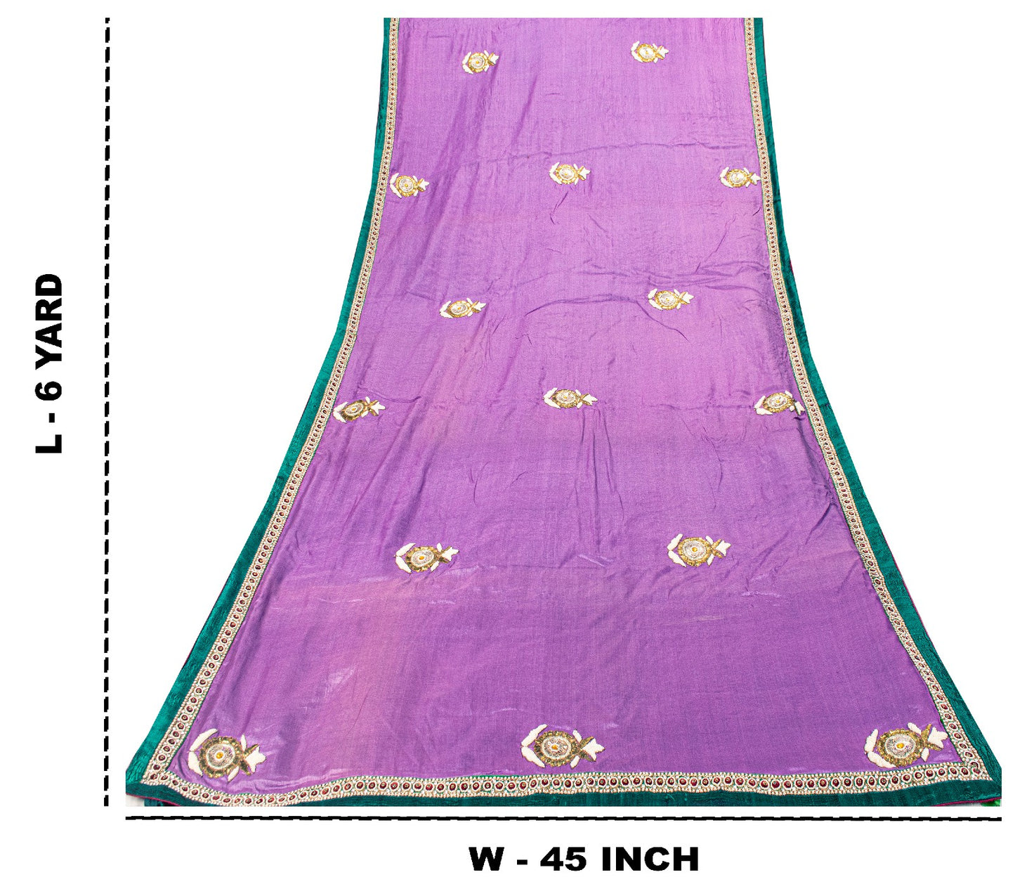 Sanskriti Vintage Purple-Green Pure Silk Saree Hand Embroidery & Zari Woven 6 YD