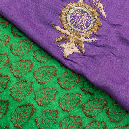 Sanskriti Vintage Purple-Green Pure Silk Saree Hand Embroidery & Zari Woven 6 YD