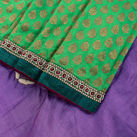 Sanskriti Vintage Purple-Green Pure Silk Saree Hand Embroidery & Zari Woven 6 YD