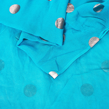 Sanskriti Vintage Blue Net Saree Hand Embroidery Patch Sequins Beaded Sari 6+YD