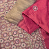 Sanskriti Vintage Wine 100%Pure Satin Saree Embroidered Mirror Mukesh Sari 5.5YD