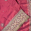 Sanskriti Vintage Wine 100%Pure Satin Saree Embroidered Mirror Mukesh Sari 5.5YD