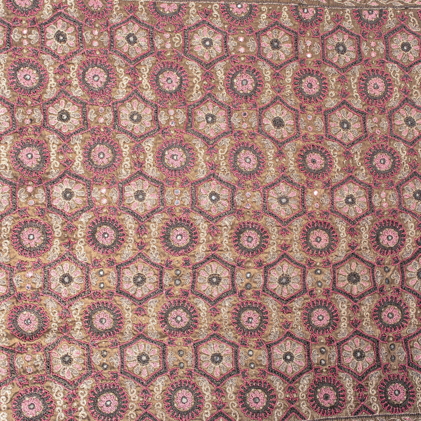Sanskriti Vintage Wine 100%Pure Satin Saree Embroidered Mirror Mukesh Sari 5.5YD