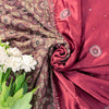 Sanskriti Vintage Wine 100%Pure Satin Saree Embroidered Mirror Mukesh Sari 5.5YD