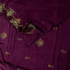 Sanskriti Vintage Wine Pure Crepe Silk Saree Hand Embroidery Zardozi Sari 5.5 YD