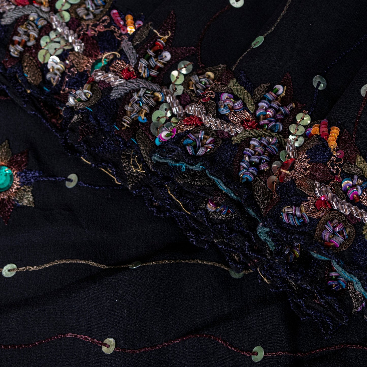 Sanskriti Vintage Black Pure Georgette Saree Hand Embroidered Sequins Sari 5.5
