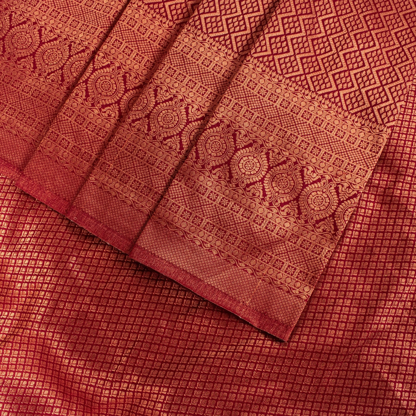 Sanskriti Vintage Red Blend Silk Saree Brocade Banarasi Zari Hand Woven Sari 5.5