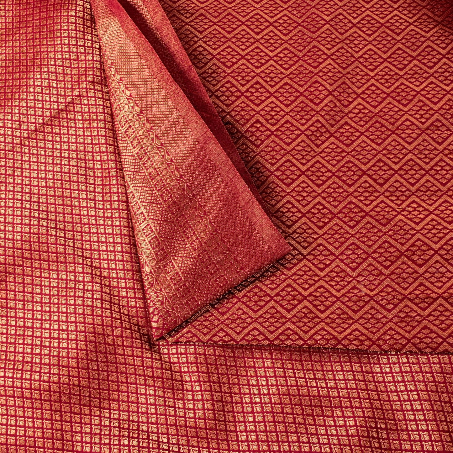 Sanskriti Vintage Red Blend Silk Saree Brocade Banarasi Zari Hand Woven Sari 5.5