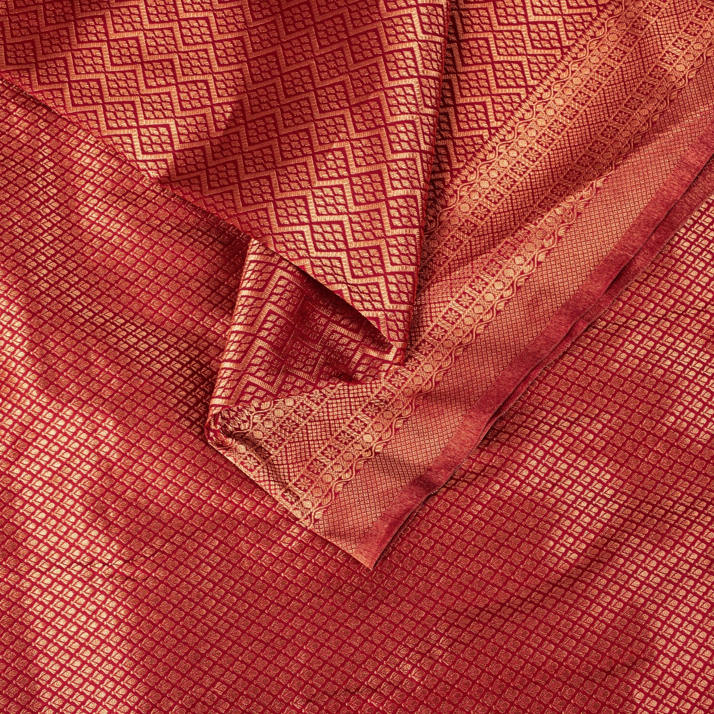 Sanskriti Vintage Red Blend Silk Saree Brocade Banarasi Zari Hand Woven Sari 5.5