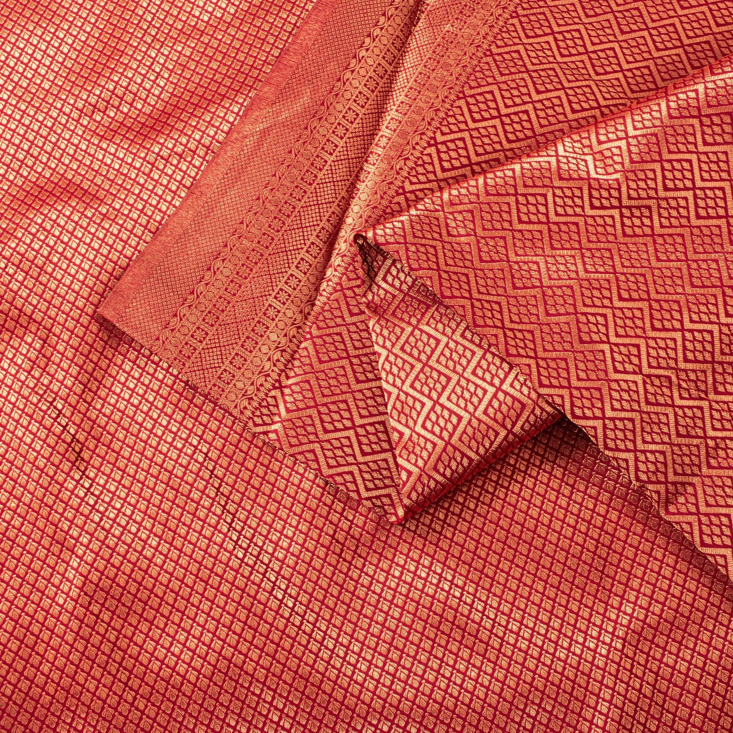 Sanskriti Vintage Red Blend Silk Saree Brocade Banarasi Zari Hand Woven Sari 5.5