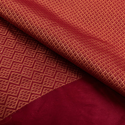 Sanskriti Vintage Red Blend Silk Saree Brocade Banarasi Zari Hand Woven Sari 5.5