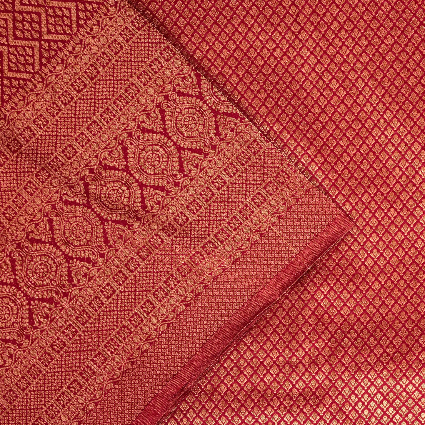 Sanskriti Vintage Red Blend Silk Saree Brocade Banarasi Zari Hand Woven Sari 5.5