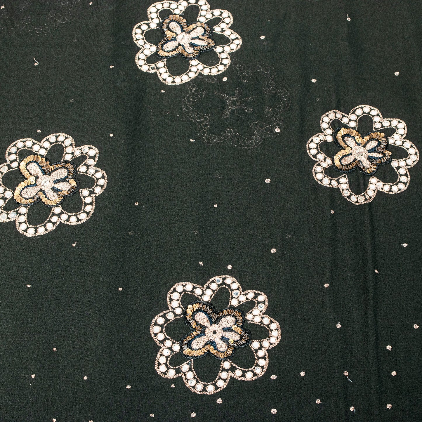 Sanskriti Vintage Black Pure Georgette Saree Hand Embroidery Zari SequinSari 5.5