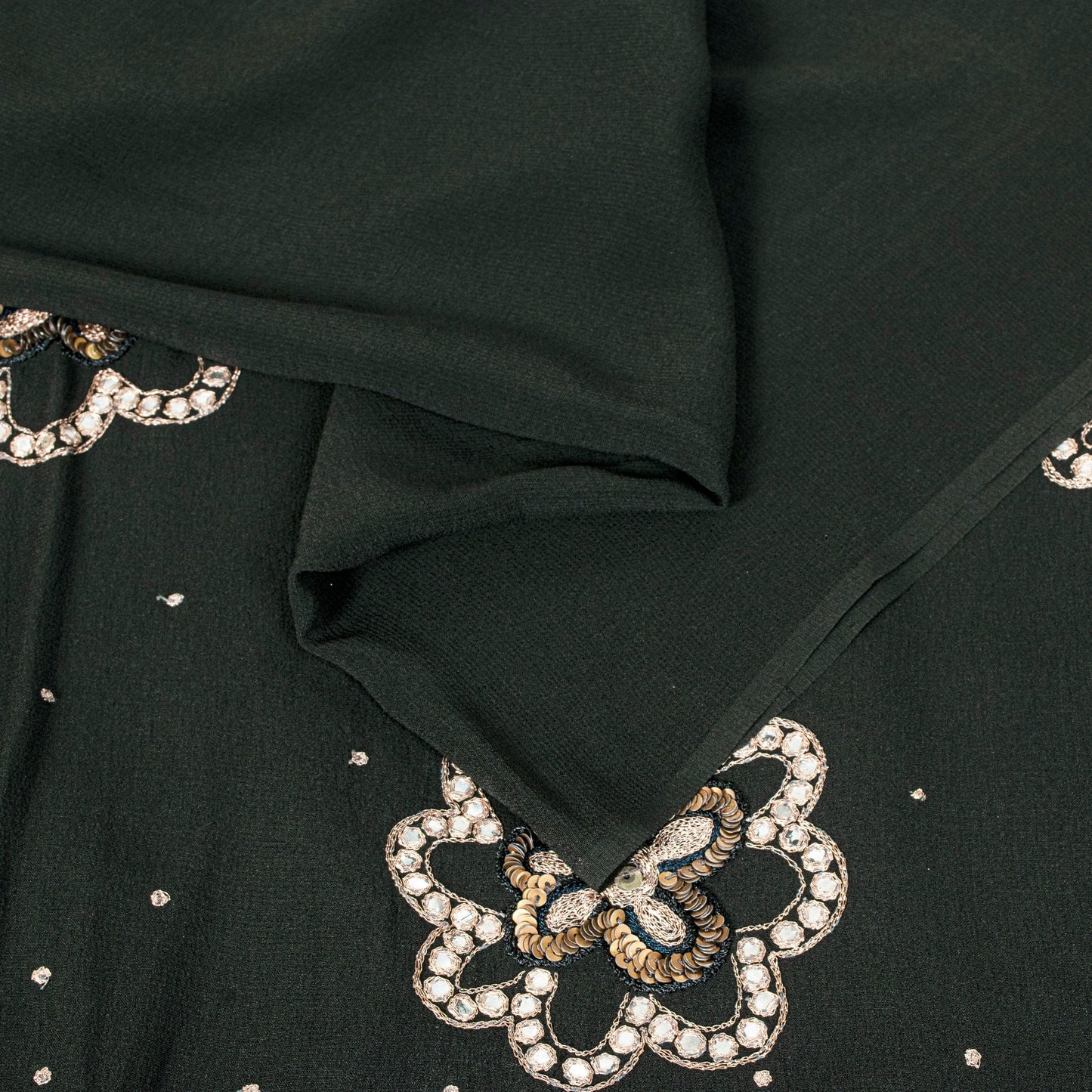Sanskriti Vintage Black Pure Georgette Saree Hand Embroidery Zari SequinSari 5.5