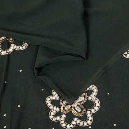 Sanskriti Vintage Black Pure Georgette Saree Hand Embroidery Zari SequinSari 5.5