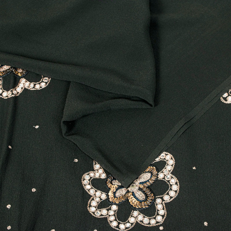 Sanskriti Vintage Black Pure Georgette Saree Hand Embroidery Zari SequinSari 5.5