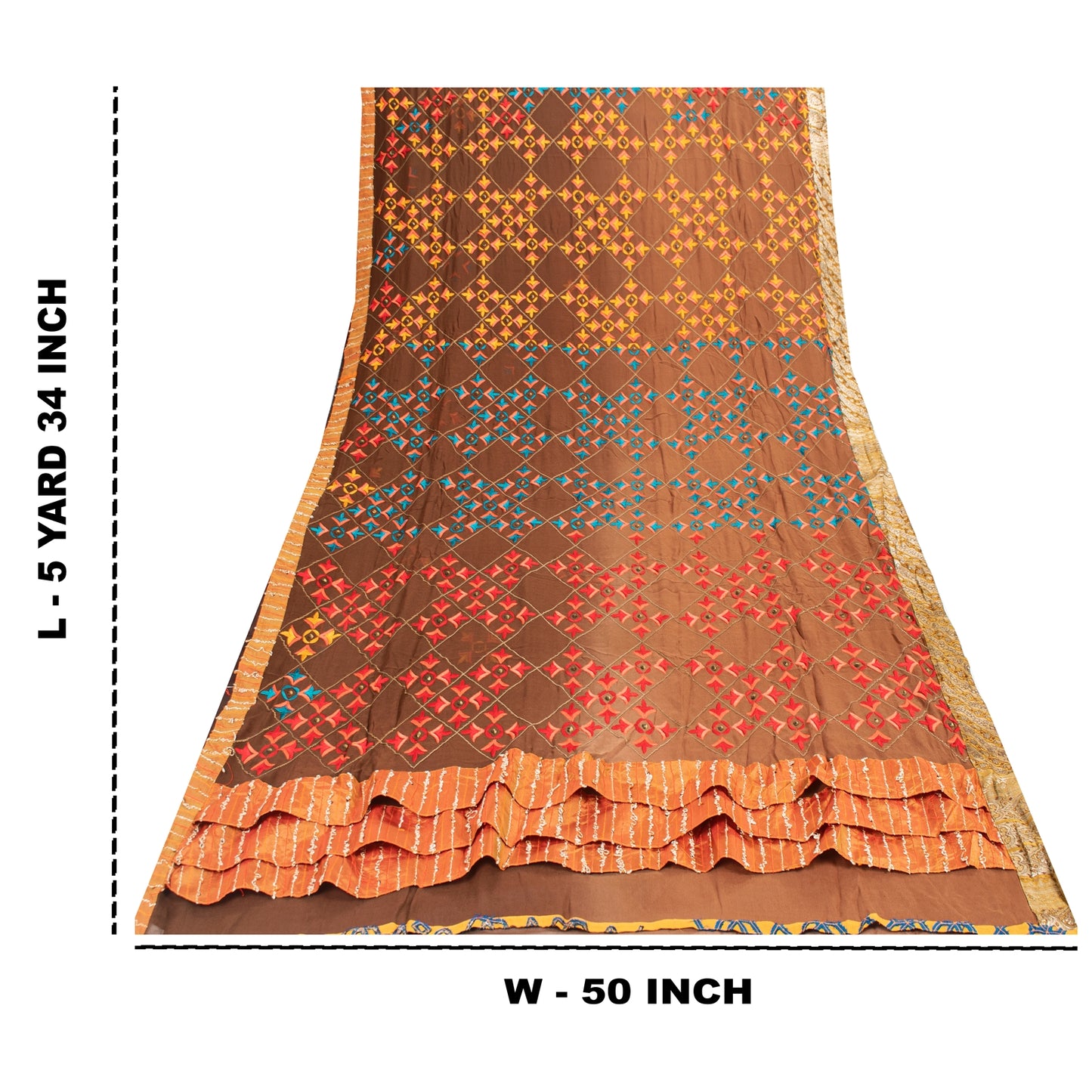 Sanskriti Vintage Bollywood Sarees Hand Beaded Pure Georgette Brown Fabric Sari