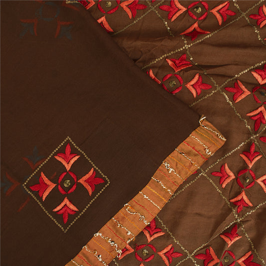 Sanskriti Vintage Bollywood Sarees Hand Beaded Pure Georgette Brown Fabric Sari