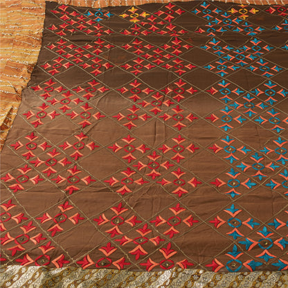 Sanskriti Vintage Bollywood Sarees Hand Beaded Pure Georgette Brown Fabric Sari