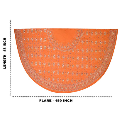 Sanskriti New Orange Pure Georgette Unstitched Lehenga Hand Embroidered Zardozi