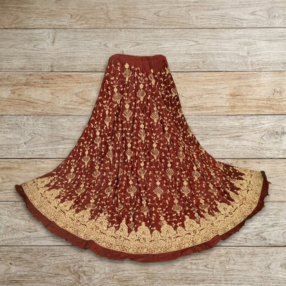 Sanskriti New Maroon Pure Silk Unstitched Lehenga Hand Embroidered Zardozi-Beads