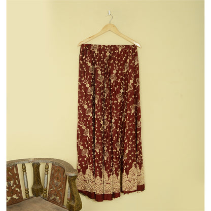 Sanskriti New Maroon Pure Silk Unstitched Lehenga Hand Embroidered Zardozi-Beads