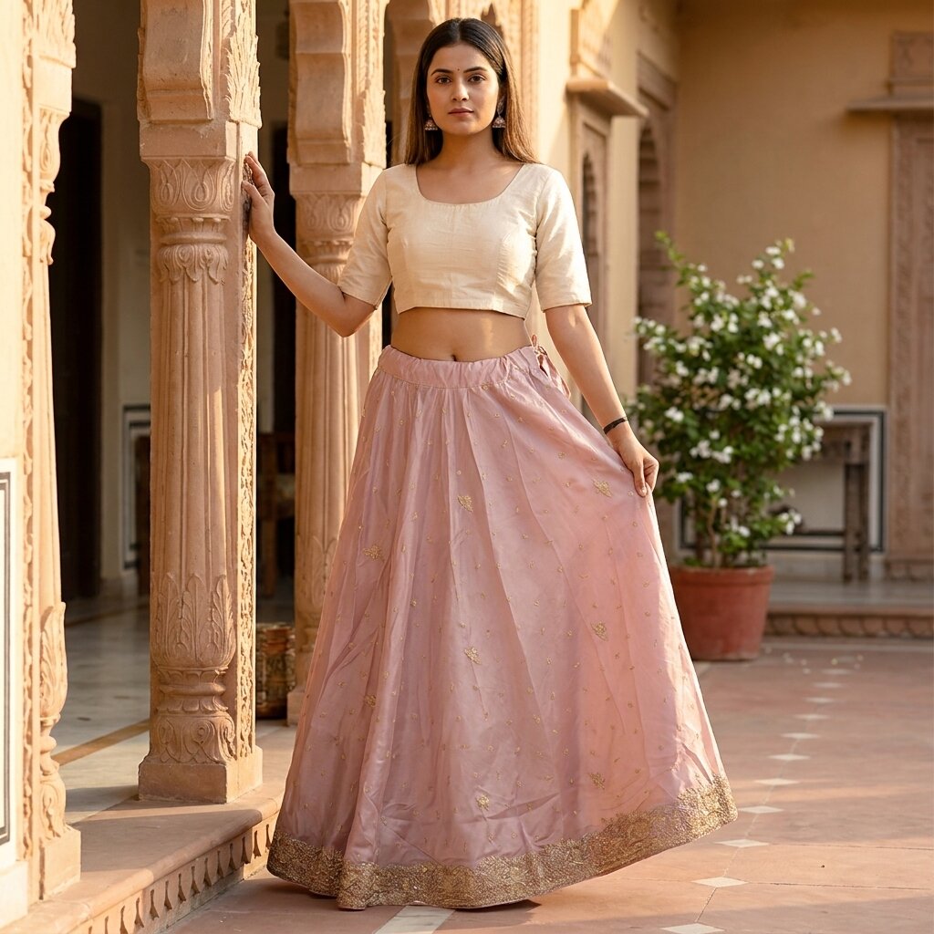 Sanskriti Vintage Pink Net Stitched Bollywood Lehenga Hand Embroidery Zardozi