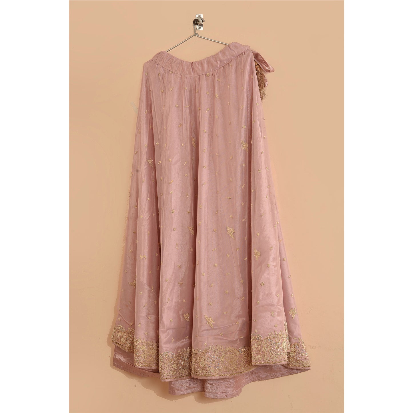 Sanskriti Vintage Pink Net Stitched Bollywood Lehenga Hand Embroidery Zardozi