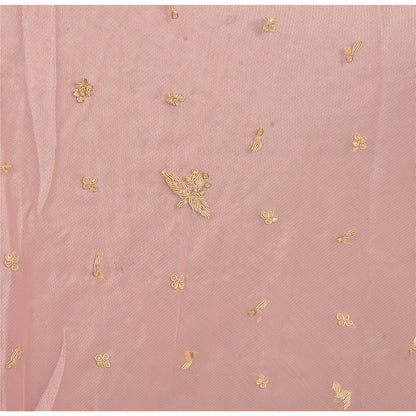 Sanskriti Vintage Pink Net Stitched Bollywood Lehenga Hand Embroidery Zardozi