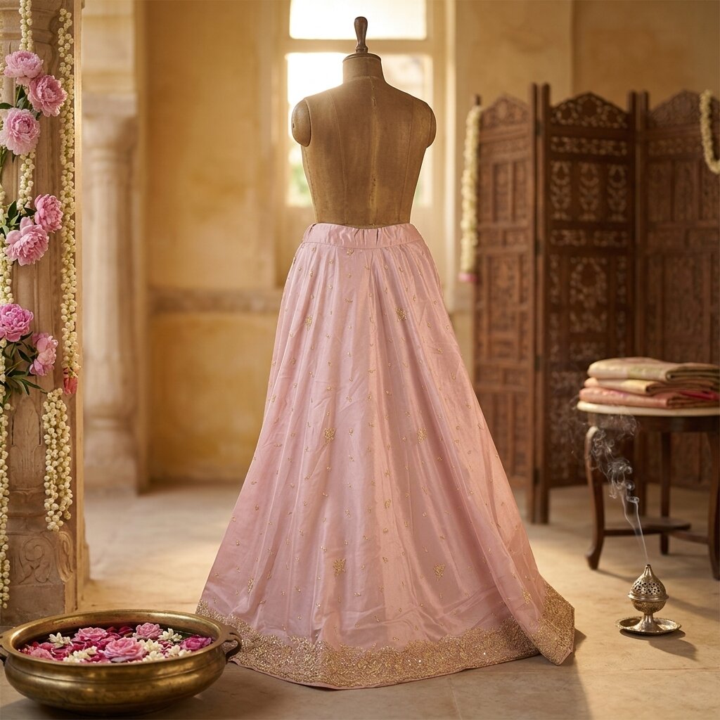 Sanskriti Vintage Pink Net Stitched Bollywood Lehenga Hand Embroidery Zardozi