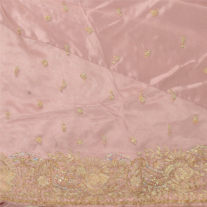 Sanskriti Vintage Pink Net Stitched Bollywood Lehenga Hand Embroidery Zardozi