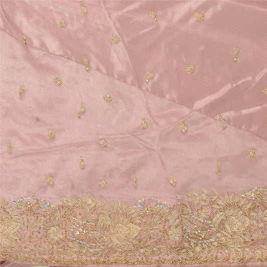 Sanskriti Vintage Pink Net Stitched Bollywood Lehenga Hand Embroidery Zardozi