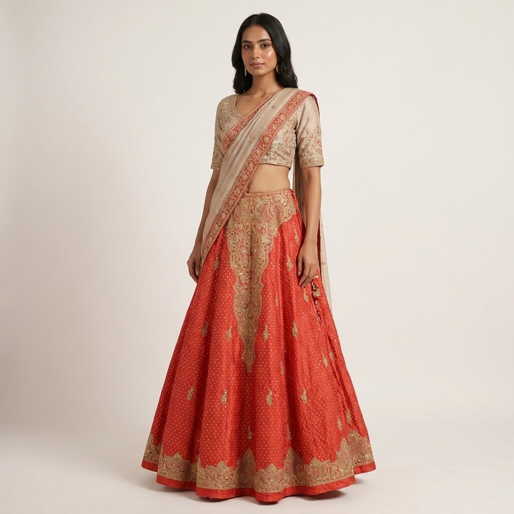 Sanskriti New Red Pure Silk Unstitched Lehenga Hand Embroidered Zardozi-Patch