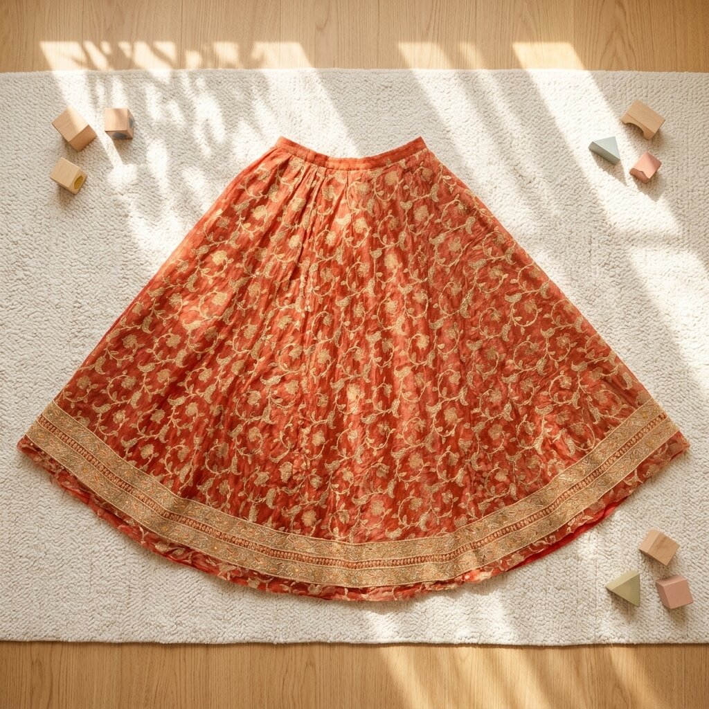 Sanskriti New Orange Pure Silk Unstitched Lehenga Hand Embroidered Zardozi