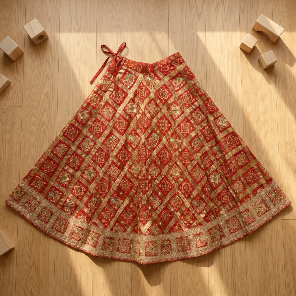 Sanskriti Vintage Red Pure Silk Stitched Lehenga Bandhani Gharchola Hand Made