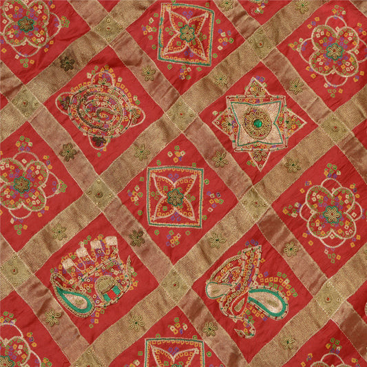 Sanskriti Vintage Red Pure Silk Stitched Lehenga Bandhani Gharchola Hand Made