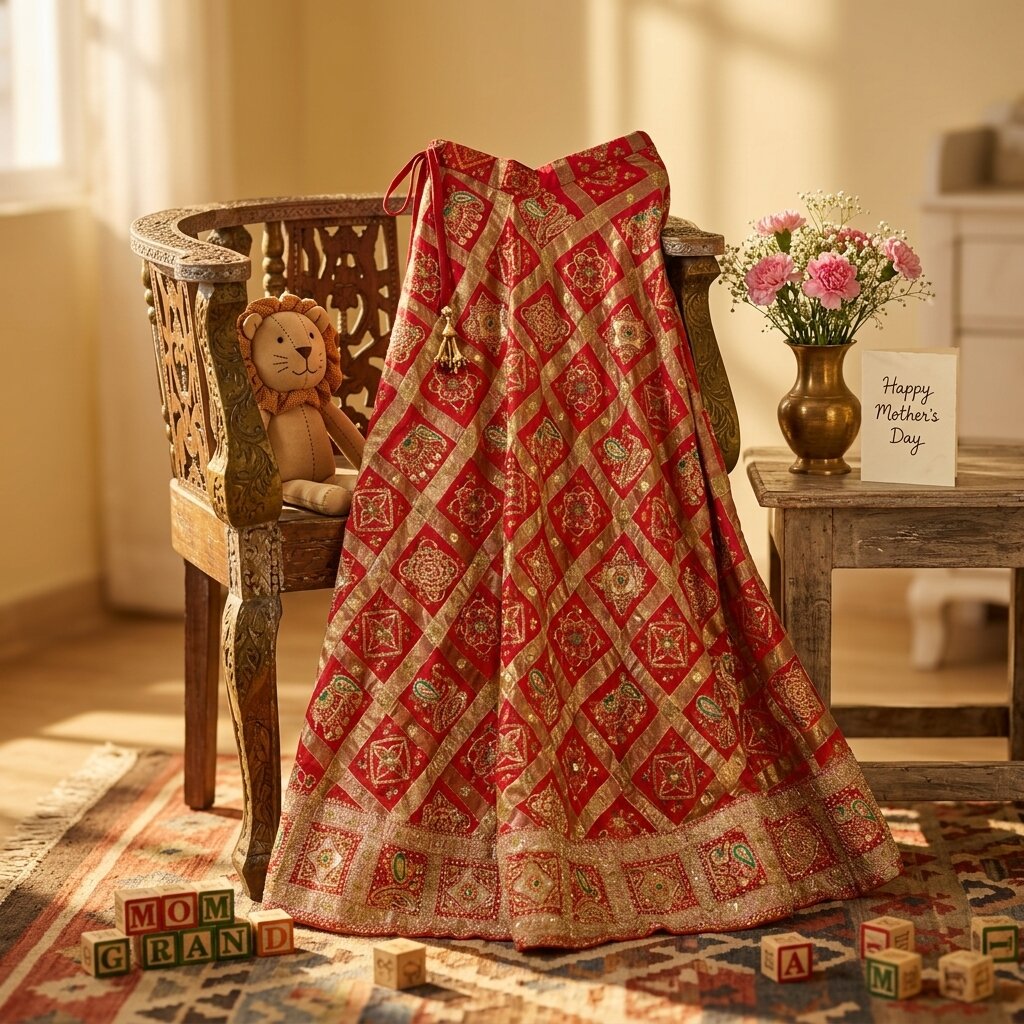Sanskriti Vintage Red Pure Silk Stitched Lehenga Bandhani Gharchola Hand Made