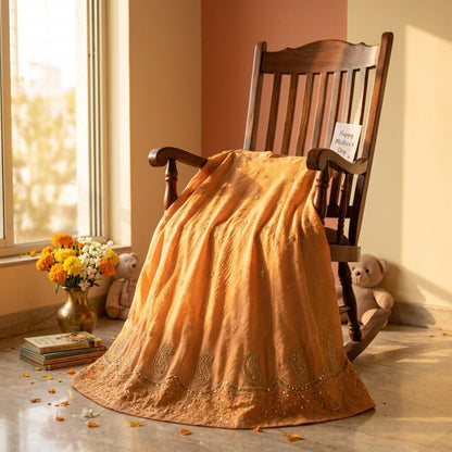 Sanskriti New Peach Pure Silk Unstitched Bridal Lehenga Hand Embroidered Zardozi